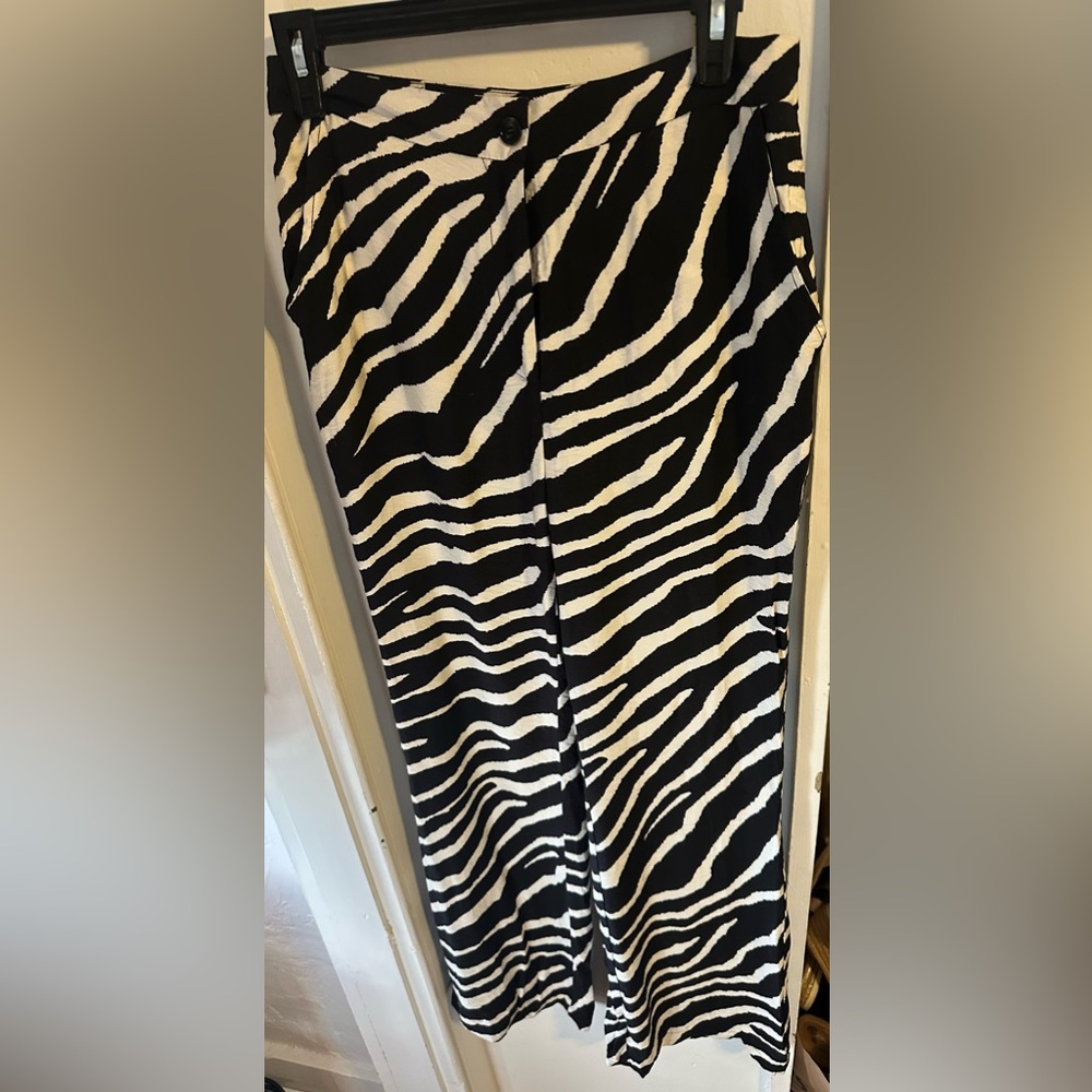 Zebra Print Wide Leg Trousers